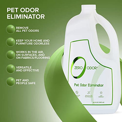 Zero Odor Pet Odor Eliminator Refill for Dog & Cat Urine, Carpet Deodorizer - size: 64 Fl Oz (Pack of 1)