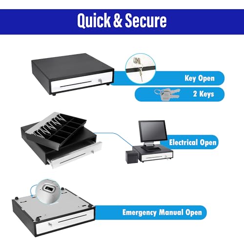 SAM4s 16" "Stainless Steel" Front Heavy Duty Black POS Cash Drawer with 5Bill/5Coin - size: 01. POS