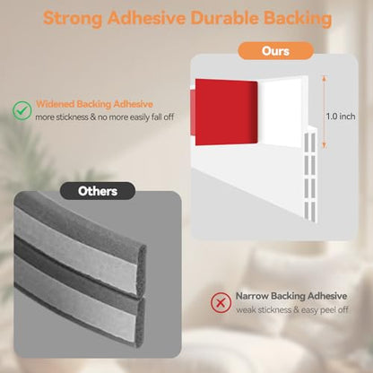 Ohuhu 118" Silicone Door Draft Stopper, 1" Wide Adhesive Weather Stripping - color: White, size: 118"L x 2"W