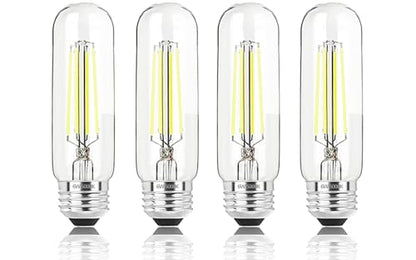 5 Inch Edison Bulb, 5000K Daylight White E26 Led Bulb 6W Dimmable, 800LM T10 T9 Clear Glass Tubular Light Bulbs, AC 120V Equal 80 Watt Bulbs for Chandelier Pendant Wall Light - 4Pack - size: 5 Inch 6W (4 Count)