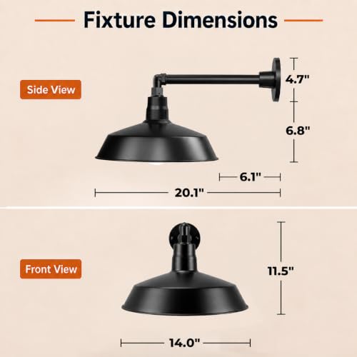 14in. Satin Black Outdoor Gooseneck Barn Light, 5000K Cool White - color: Satin Black (2-Pack), size: 13 in. Straight Arm