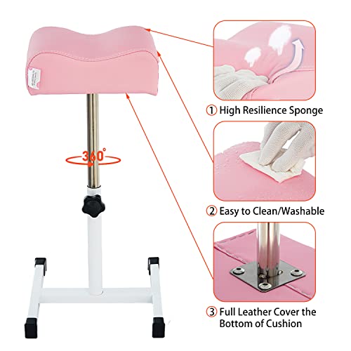 Pedicure Manicure Footrest Adjustable Height Stand Beauty SPA Salon Nail Care Pink - color: Pink