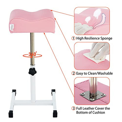 Pedicure Manicure Footrest Adjustable Height Stand Beauty SPA Salon Nail Care Pink - color: Pink