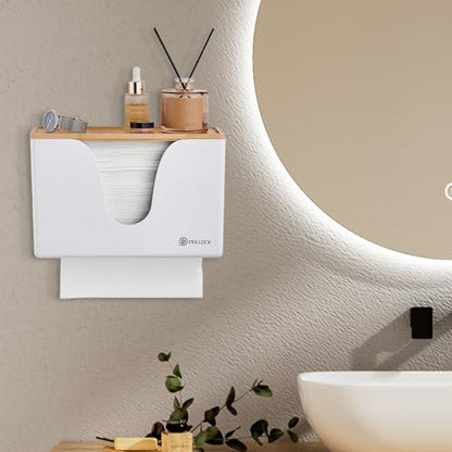 Pollock Paper Towel Dispenser with Lid,Wall Mount or Countertop,White - color: Blk-5857u-white