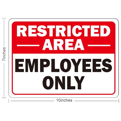 5 Pack Restricted Area- Employees Only Sticker Signs, 10" x 7" Self-Adhesive Vinyl Employees Only Sign Decal, Weatherproof, UV Resistant-Indoor and Outdoor