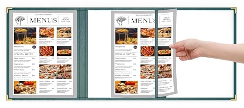 10 Pcs Green Menu Cover 8.5x14, 3 Page 6 View, Trifold, Crystal-Clear - color: green, size: Trifold - 8.5" * 14"