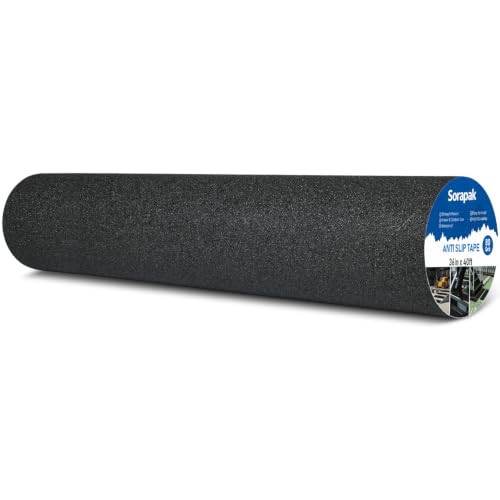 Extra Wide 36in x 40ft Black Anti Slip Tape, 80 Grit Waterproof Non Skid Grip Tape Roll for Ramps, Decks, Boat Decks, Warehouse Floors, Garages, Indoor & Outdoor Use - size: 36'' x 40 FT