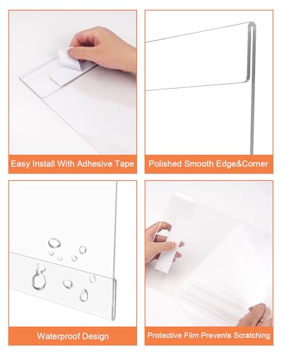 Dynta 12 Pack Acrylic Sign Holder 8.5 x 11 with Double Sided Adhesive Tape, Plastic Sign Holder Wall Mount, Memo Document Flyer Brochure Menu Holder for Display