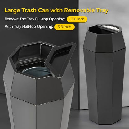 Dyna-Living Commercial Trash Can Large Stainless Steel Garbage Can with Lid