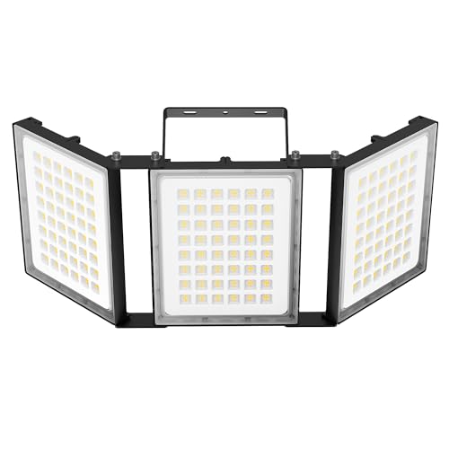 SOLLA 600W LED Outdoor Flood Light, 60000LM Super Bright Stadium Light, 6000K Daylight White, IP66 Waterproof 3 Heads Adjustable Outdoor Floodlights for Backyard, Parking Lot, Stadium, Field - size: 600 Watt