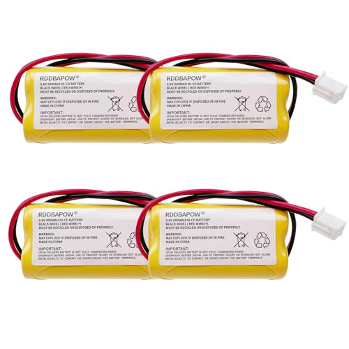 3.6V 900mAh Ni-CD Exit Sign Emergency Light Battery for Unitech LEDR-1 6200RP, Dantona CUSTOM-318 OSA230,Lowes 253799,Exitronix 10010037 (4 Pack x 3.6v 900mah Emergency/exit Light Battery) - size: 4 Pack x 3.6v 900mah emergency/exit light battery
