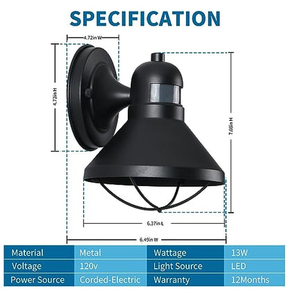 LONEDRUID 2 Pack Dusk to Dawn Motion Sensor Outdoor LED Wall Light Fixture - color: Black