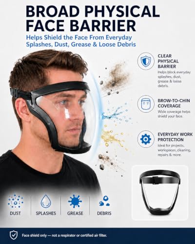 Face Shield, Clear Anti-Fog Full Face Shield for Outdoor Work - color: White