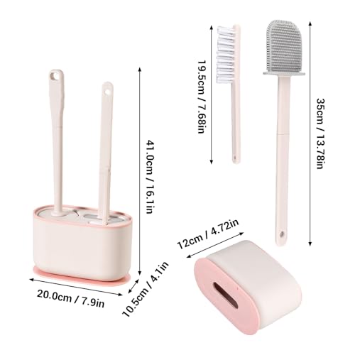 Toilet Brush Set, Bathroom Accessories, Toilet Bowl Cleaners, Deep Cleansing Multifunctional Hanging Toilet Brush Set for Bathroom(Cherry Blossom Pink) - color: Cherry Blossom Pink
