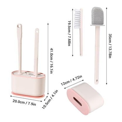 Toilet Brush Set, Bathroom Accessories, Toilet Bowl Cleaners, Deep Cleansing Multifunctional Hanging Toilet Brush Set for Bathroom(Cherry Blossom Pink) - color: Cherry Blossom Pink
