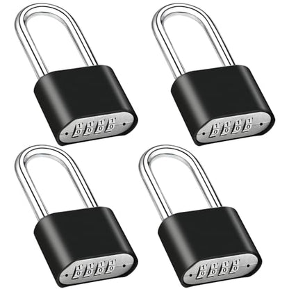 4pcs Combination Lock, 4-Digit Heavy Duty Combo Lock - color: 4pcs-Long-Black