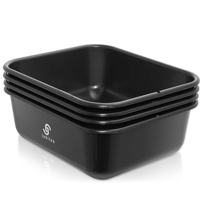 Jubilee 4-Pk Plastic Storage Bin, 11L Black Commercial Busser Utility Tub - color: Black, size: 11 L