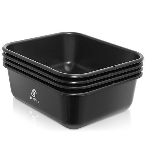 Jubilee 4-Pk Plastic Storage Bin, 11L Black Commercial Busser Utility Tub - color: Black, size: 11 L