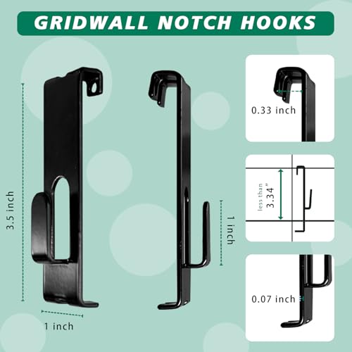 Utility Notch Display Hook Gridwall Black Metal Gridwall Picture Hanger Gridwall Accessories for Retail, Displaying Photogragh, Art Shows, Paintings (12)