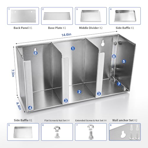 Stainless Steel Cup Dispenser, Cup and Lid Holder with Adjustable Dividers