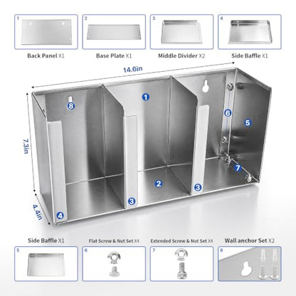 Stainless Steel Cup Dispenser, Cup and Lid Holder with Adjustable Dividers