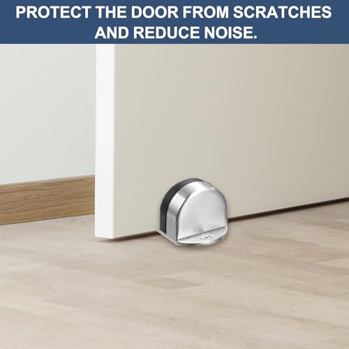 uxcell 4 Pack Low Dome Floor Door Stop 1.5" H x 1.65" W, Stainless Steel - color: White