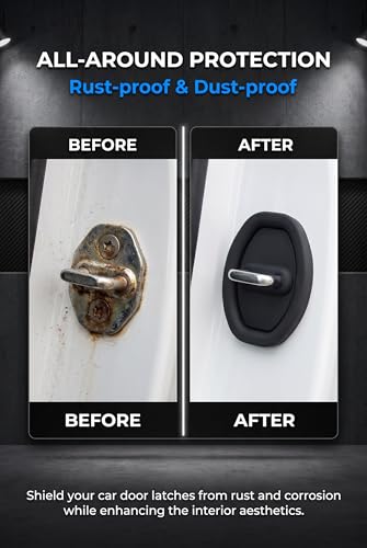 4 PCS Car Door Latch Guard, Silicone Car Door Latch Covers, Black - color: Black
