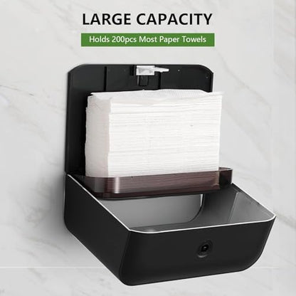 Multifold Wall Mount Paper Towel Dispenser for Bathroom,No-Drill, Black - color: Black-5859, size: 210 Sheet