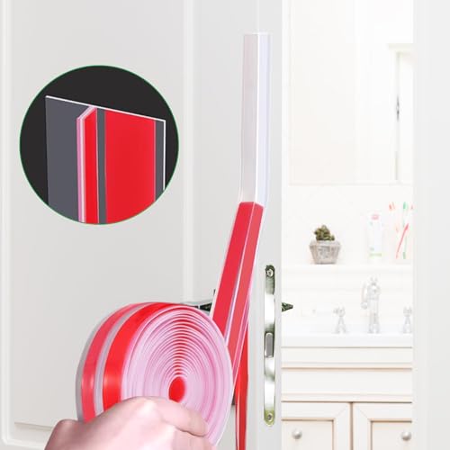 Huakaile T-Shaped Clear Door Draft Stopper Blocker, 19.6 Ft x 1.3" Silicone Weather Stripping Window Seal Strips, Self-Adhesive Waterproof Shower Door Bottom Sweep for Insulation Gap - size: 6 Meter