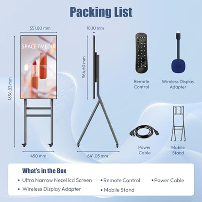 MWE 43 Inch Mobile Digital Signage Display Kiosk with Flight Case, Portable Digital Poster with Screen Mirroring App Publishing, Advertising Display Kiosk, Android OS - style: NonTouch-Screen