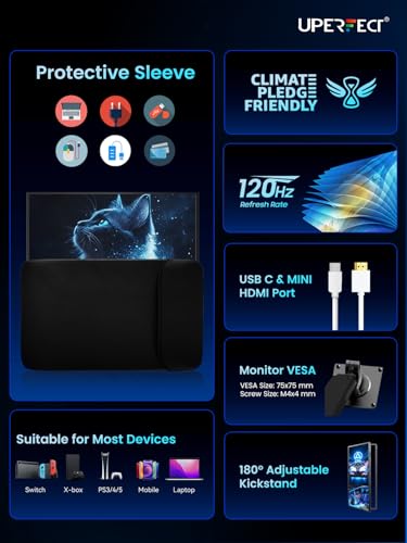 UPERFECT 18.5" 120Hz Portable Monitor, 125% sRGB Large Gaming Monitor - size: 18.5-Inch