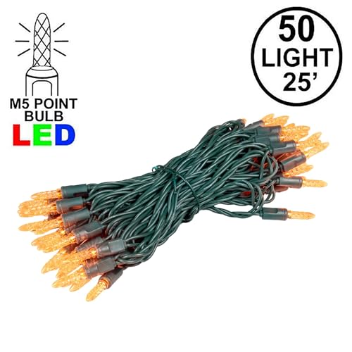 Novelty Lights 25FT 50 LED M5 Orange Christmas String Lights, Tree Lights - color: Orange