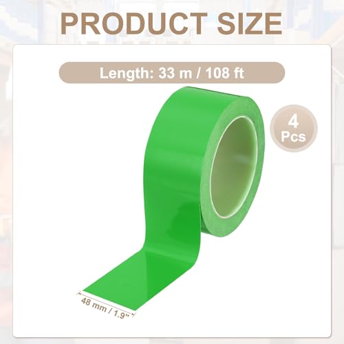 PATIKIL Floor Marking Tape 2 Inch x 110 Ft, 4 Pcs Self-Adhesive Warning Safety Tape Caution Stripe for Walls Floors Pipes Equipment Outdoor, Green - color: Green