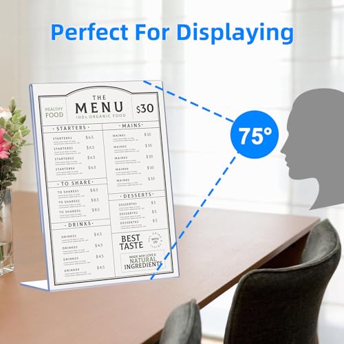 6 Pack Slanted Back Acrylic Sign Holders 4x6 for Business & Store, Tabletop Vertical Sign Holder with Anti-Slip Pads Clear Display Stand, for Menus Flyers Documents Office Restaurants Party Decoration