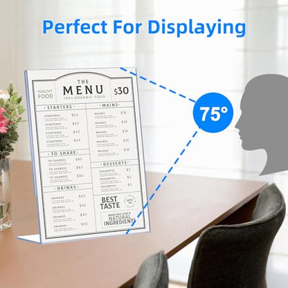 6 Pack Slanted Back Acrylic Sign Holders 4x6 for Business & Store, Tabletop Vertical Sign Holder with Anti-Slip Pads Clear Display Stand, for Menus Flyers Documents Office Restaurants Party Decoration
