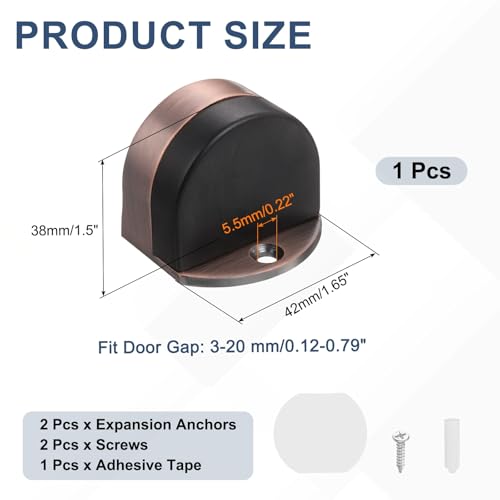 uxcell Low Dome Floor Door Stop 1.5" H x 1.65" W, Stainless Steel - color: Red Bronze