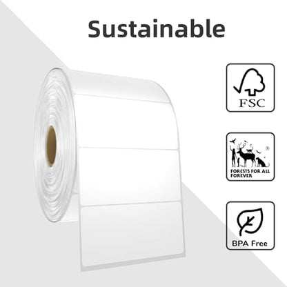 12000 2x1 Thermal Labels Roll, HUOJI 12 Rolls White Shipping Barcode Labels - color: White, size: 2x1-12 rolls
