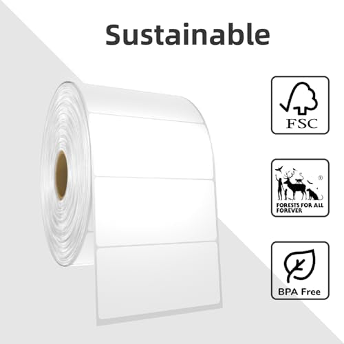 1000 2x1 Thermal Labels Roll, HUOJI White Thermal Printer Labels for Shipping, Barcode, and Packaging, Compatible with Rollo, Zebra, Munbyn Printers(Commercial Grade Stickers) (Pack of 2) - color: White, size: 2x1 (Pack of 2)