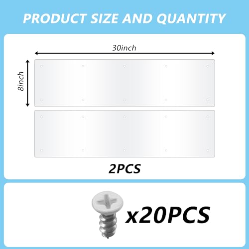 2pcs 30×8Inch Aluminum Door Kick Plates for Exterior Doors – Decorative Protection to Prevent Damage from Kicking – Stylish and Durable Door Kick Plate(White) - color: 30"x8"-2pack-White