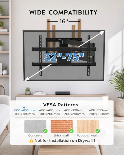 BONTEC Corner TV Wall Mount with Extra Long 40.9” Extension Arm,Tilt Swivel - size: for 32-75 Inch