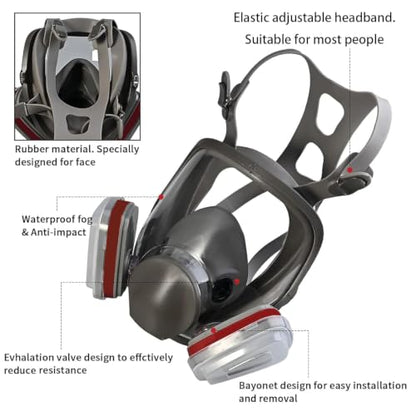 Full Face Dust Mask, Reusable Full-Face Mask, Full Face Cover Mask with for Paint, Against Dust - color: 2pcs Full-face Mask