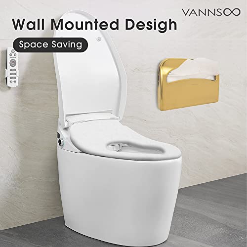 Toilet Seat Cover Dispenser - Stainless Steel Wall Mount (Gold) - color: Gold