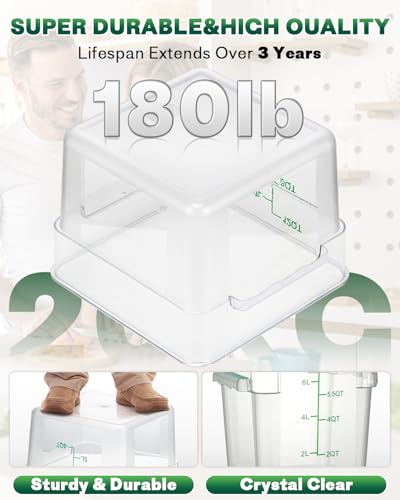 2QT&4QT NSF Food Storage Containers: 8 PCS[Food Grade] [Hot&Cold Resistant] Commercial Clear Square Food Storage Containers with Scales Handles for Home Restaurant Kitchen(BPA FREE) - color: B2-2QT&4QT-GREEN