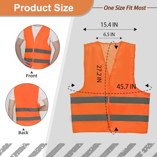 36 Pack High Visibility Safety Vests Mesh Security Vest with Reflective Silver Strips Construction Vest Bulk - color: Orange