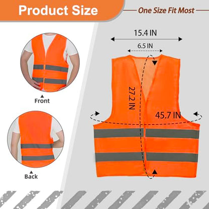 36 Pack High Visibility Safety Vests Mesh Security Vest with Reflective Silver Strips Construction Vest Bulk - color: Orange