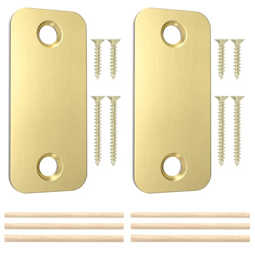 1" x 2-1/4" Door Hole Cover Plate, Stainless Steel Door Strike Filler Plate - color: Satin Gold, size: 2 Pack