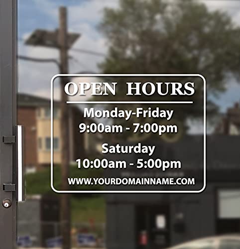 Business Hours Sign for Window - Free Squeegee - Easy Install Manual (Round Box - Landscape) - color: Round Box - Landscape