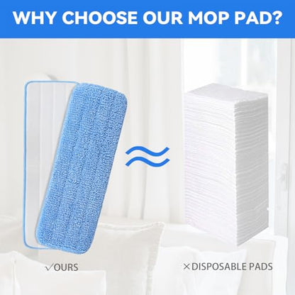 12" Microfiber Pad for Rubbermaid Commercial 12 Inch Mop Head - 8 Pack Replacement Wet & Dry Commercial Reusable Cleaning Mop Refills Fit for Any Microfiber Flat Mop System 12" - color: Blue-12inch-8pack