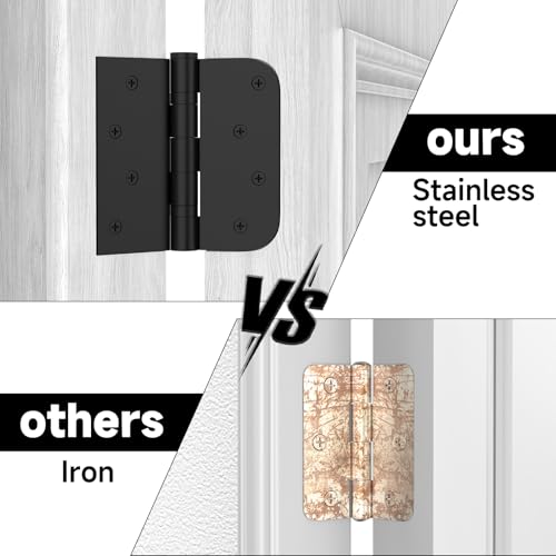 Stainless Steel Ball Bearing Door Hinges, 4x4 Inch Matte Black, Pack of 3 - color: Matte Black - 06, size: 4 inch - 3 pack