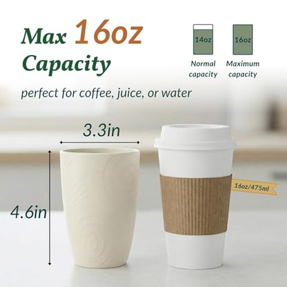 Homienly Unbreakable Drinking Glasses 16oz Wheat Straw Cups–6-Pack Reusable Stackable & Dishwasher Safe Cups for Kitchen-Beige - color: Beige, size: 16 Ounces